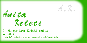 anita keleti business card